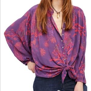 Free People Metallic Blooms Top in Purple